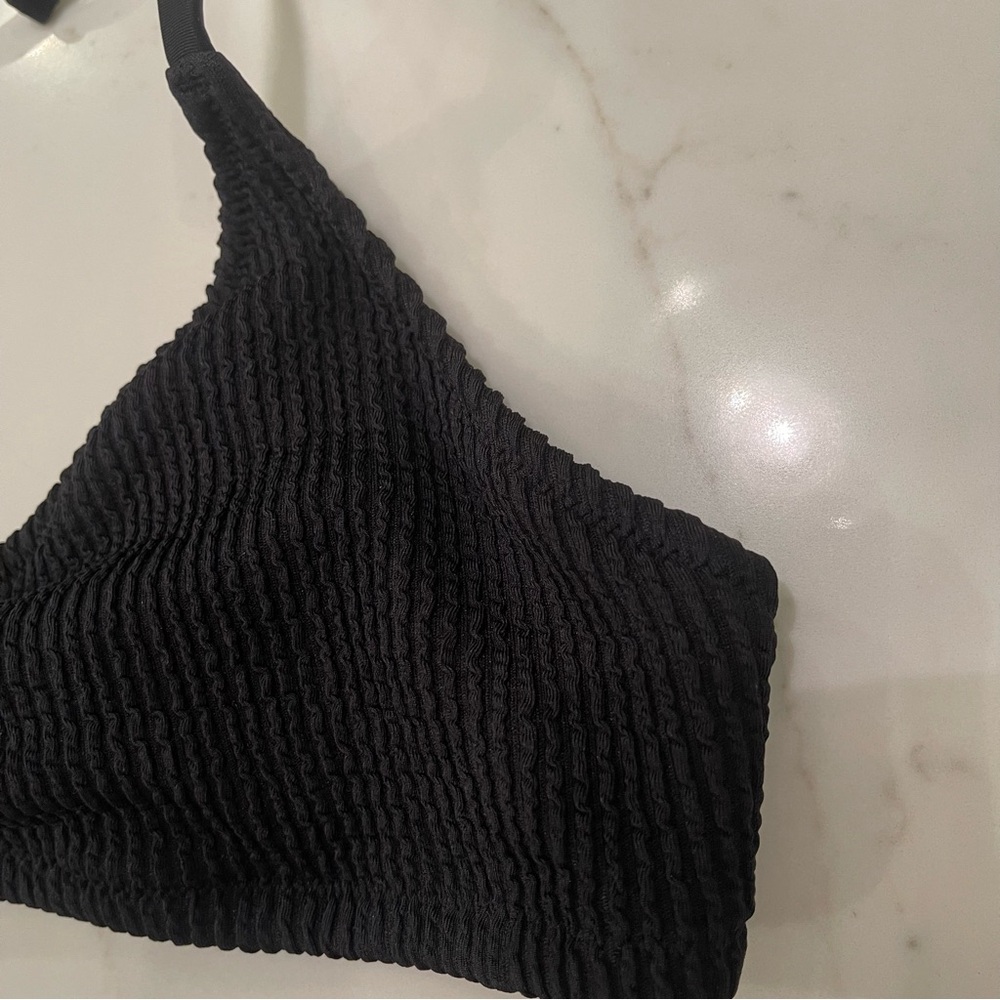 Aerie Black Ribbed Halter Bikini Top - Picture 5 of 11